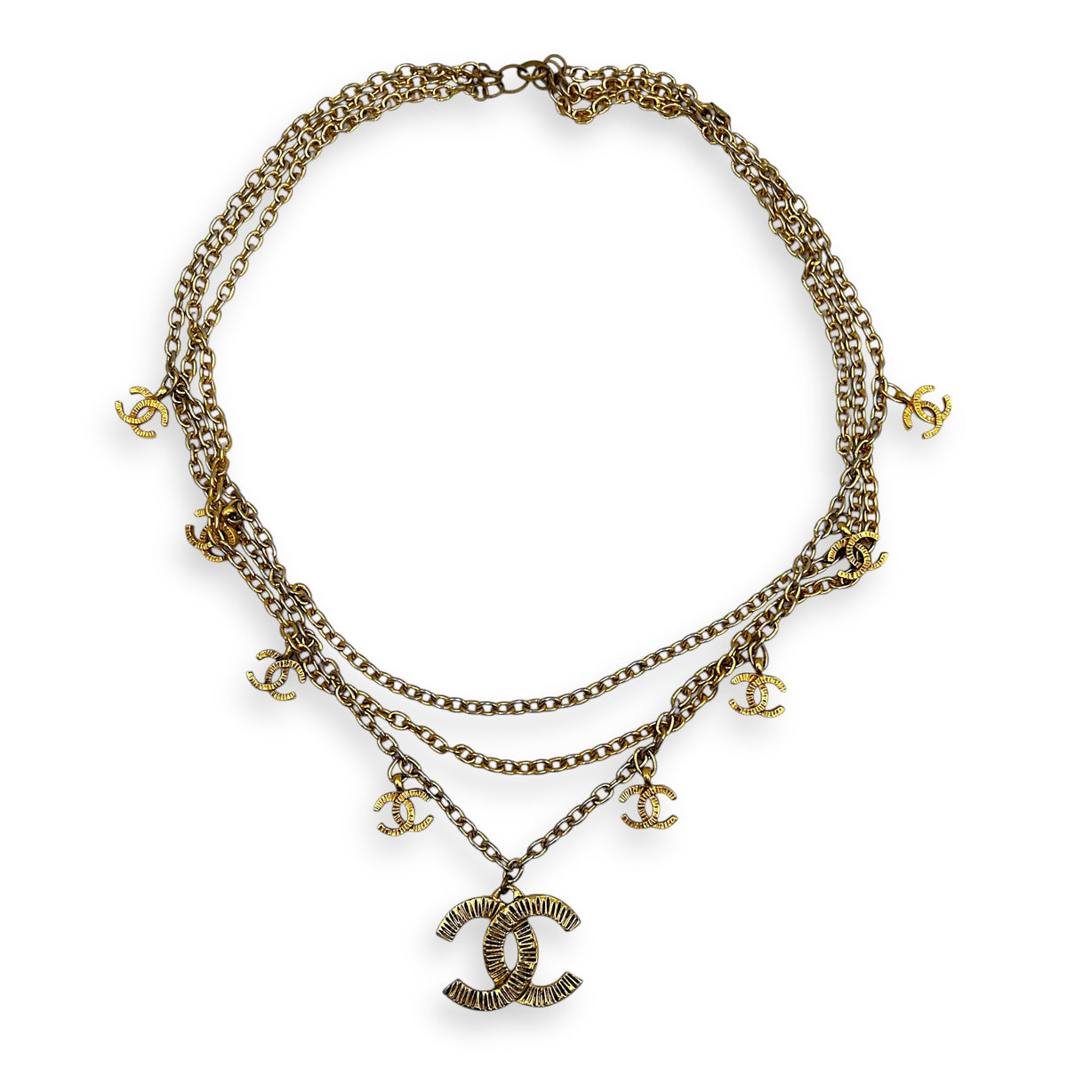 Vintage 9 Motif Charms Necklace Gold in 24K Gold, Gold hardware