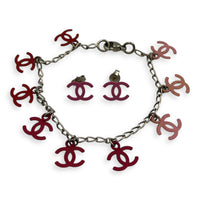 Vintage Set Gradient Multi CC Jewellery set Multi-colour in Resin & Metal, Silver hardware
