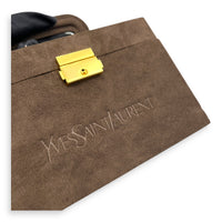 Jewellery Case Vanity Top Handle Bag Brown in Suede Leather, Gold hardware