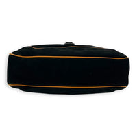 Jackie Shoulder Bag Black in Suede Leather, Silver hardware