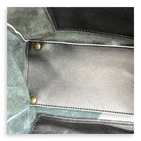 Papier Top Handle Bag Black with White Trim in Calfskin, Ruthenium hardware