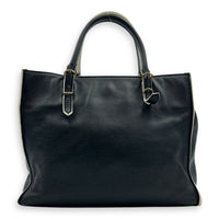 Papier Top Handle Bag Black with White Trim in Calfskin, Ruthenium hardware