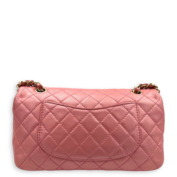 Precious Jewel Single Flap Pink Shoulder Bag in Calfskin, Gold hardware