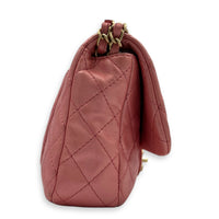 Precious Jewel Single Flap Pink Shoulder Bag in Calfskin, Gold hardware