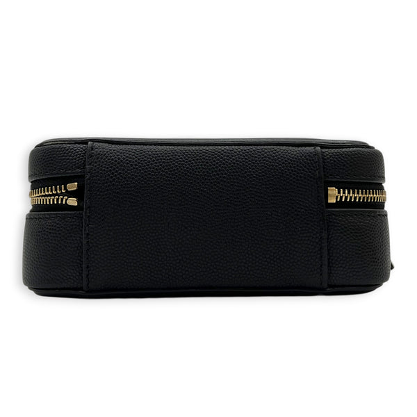 Filigree Shoulder Bag Black in Caviar Leather, Gold hardware