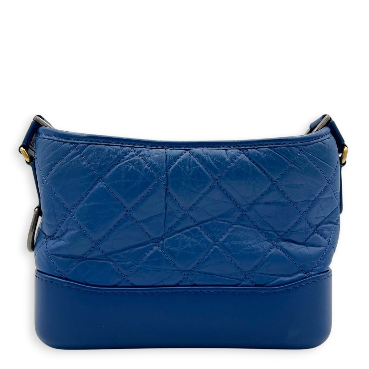 Gabrielle Small Blue Shoulder Bag in Calfskin, Gold hardware