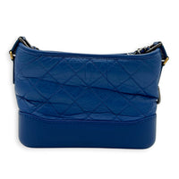 Gabrielle Small Blue Shoulder Bag in Calfskin, Gold hardware