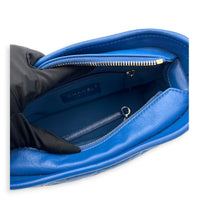 Gabrielle Small Blue Shoulder Bag in Calfskin, Gold hardware