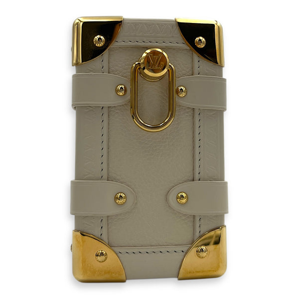 Side Trunk PM White Shoulder Bag in Taurillon Leather, Gold hardware