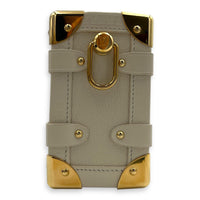 Side Trunk PM White Shoulder Bag in Taurillon Leather, Gold hardware