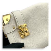 Side Trunk PM White Shoulder Bag in Taurillon Leather, Gold hardware