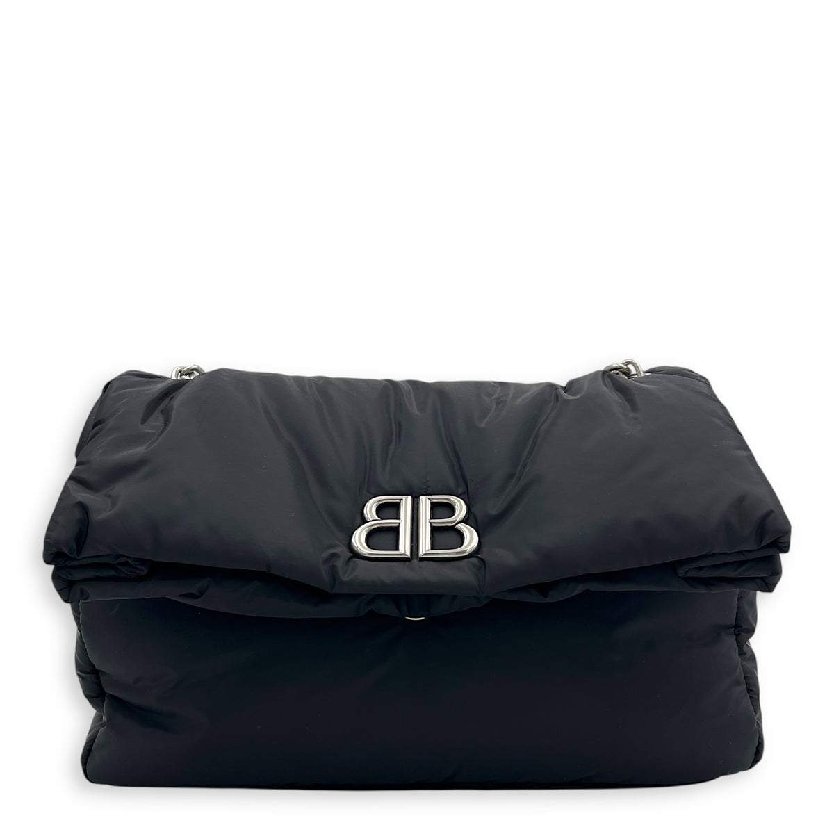 Monaco Shoulder Bag Black in Nylon, Silver hardware