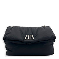 Monaco Shoulder Bag Black in Nylon, Silver hardware