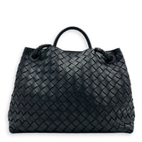 Andiamo Top Handle Bag Medium Black in Nappa Leather, Gold hardware
