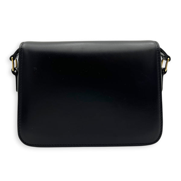 Triomphe Shoulder Bag Black in Calfskin, Gold hardware