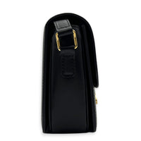 Triomphe Shoulder Bag Black in Calfskin, Gold hardware