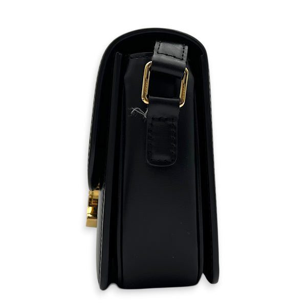 Triomphe Shoulder Bag Black in Calfskin, Gold hardware
