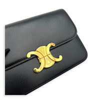 Triomphe Shoulder Bag Black in Calfskin, Gold hardware