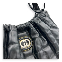 Deco Tote Bag Black in Calfskin, Silver hardware