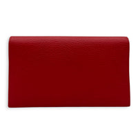 Logo Wallet On Chain Red in Calfskin, Gold hardware