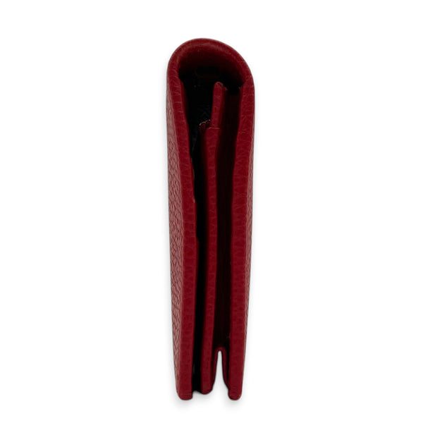 Logo Wallet On Chain Red in Calfskin, Gold hardware
