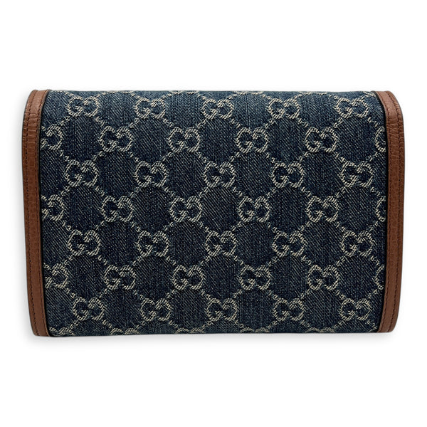 Dionysus Wallet On Chain Blue in Denim, Silver hardware