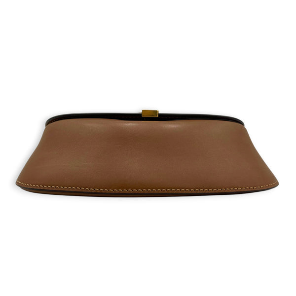Voltaire Mini Brown Top Handle Bag in Calfskin, Gold hardware