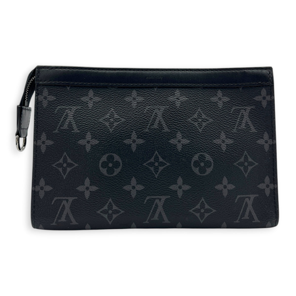 Gaston Wearable Wallet Shoulder Bag Black in Monogram Coated Canvas, Silver hardware
