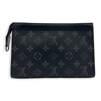 Gaston Wearable Wallet Shoulder Bag Black in Monogram Coated Canvas, Silver hardware