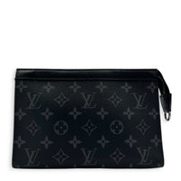 Gaston Wearable Wallet Shoulder Bag Black in Monogram Coated Canvas, Silver hardware
