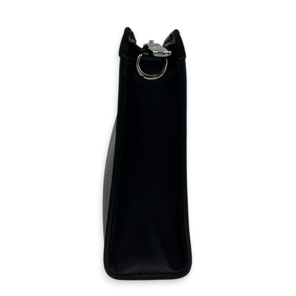 Gaston Wearable Wallet Shoulder Bag Black in Monogram Coated Canvas, Silver hardware