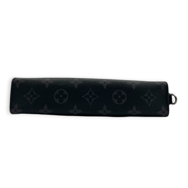 Gaston Wearable Wallet Shoulder Bag Black in Monogram Coated Canvas, Silver hardware