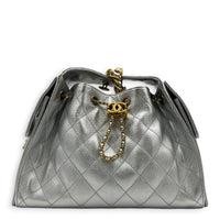C25 Hobo Shoulder Bag Small Silver in Caviar Leather, Gold hardware
