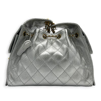 C25 Hobo Shoulder Bag Small Silver in Caviar Leather, Gold hardware
