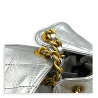 C25 Hobo Shoulder Bag Small Silver in Caviar Leather, Gold hardware