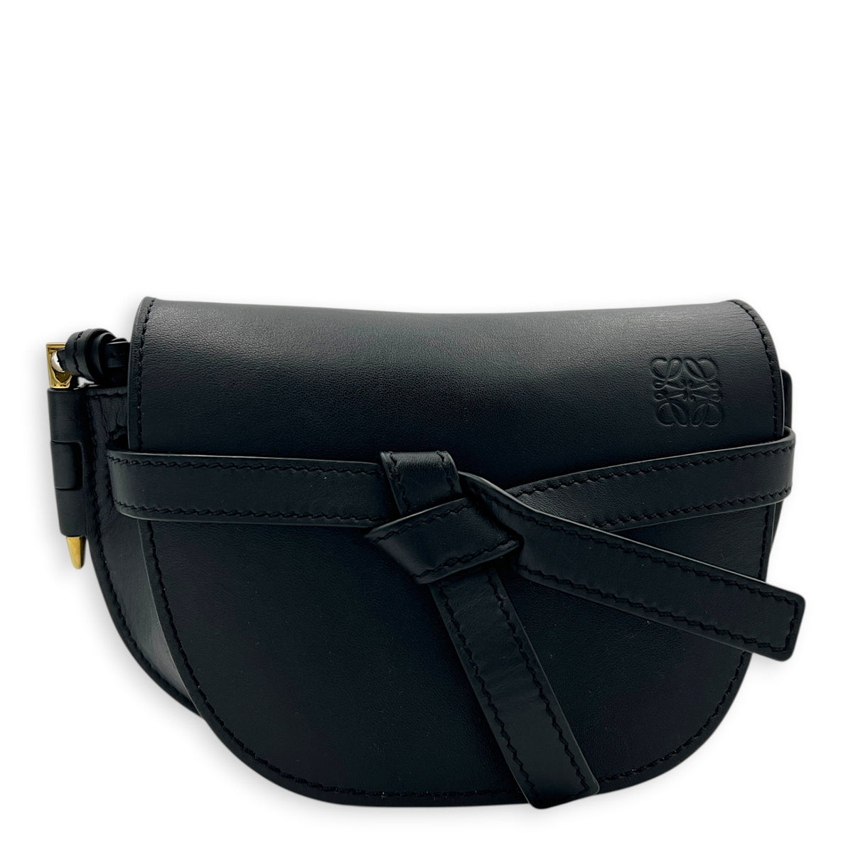 Gate Shoulder Bag Black in Calfskin, Gold hardware