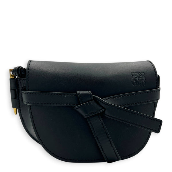 Gate Shoulder Bag Black in Calfskin, Gold hardware