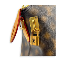 Lock It Top Handle Bag Brown in Coated Canvas, Gold hardware