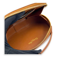 CD Crossbody Bag Brown in Calfskin, Gold hardware