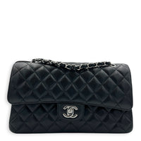 Classic Shoulder Bag Medium Black in Caviar Leather, Silver hardware