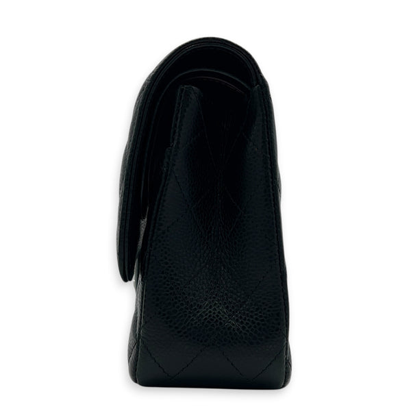 Classic Shoulder Bag Medium Black in Caviar Leather, Silver hardware