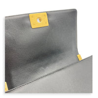 Boy Shoulder Bag Medium Black in Caviar Leather, Gold hardware
