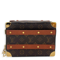Soft Trunk Shoulder Bag Brown in Monogram Coated Canvas, Gold hardware