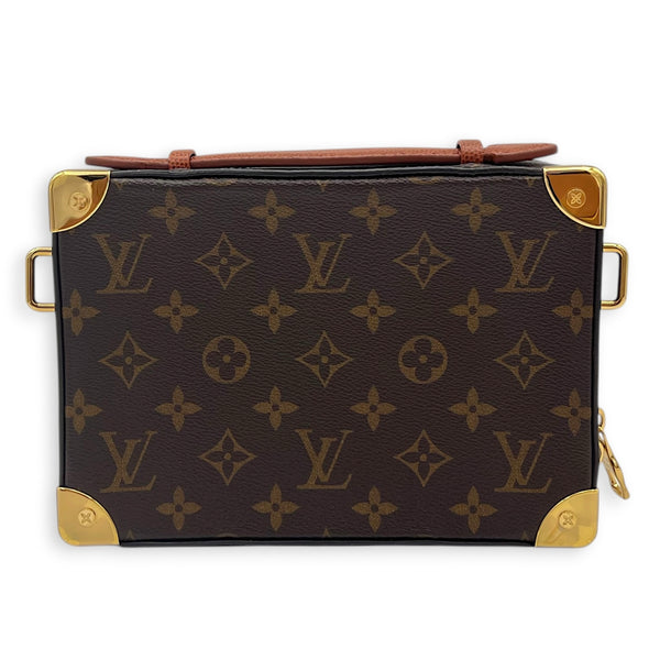 Soft Trunk Shoulder Bag Brown in Monogram Coated Canvas, Gold hardware