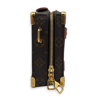 Soft Trunk Shoulder Bag Brown in Monogram Coated Canvas, Gold hardware
