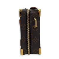 Soft Trunk Shoulder Bag Brown in Monogram Coated Canvas, Gold hardware
