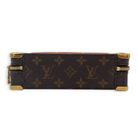 Soft Trunk Shoulder Bag Brown in Monogram Coated Canvas, Gold hardware