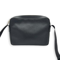 Outdoor Shoulder Bag PM Black in Taiga Leather, Silver hardware