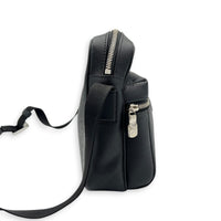 Outdoor Shoulder Bag PM Black in Taiga Leather, Silver hardware