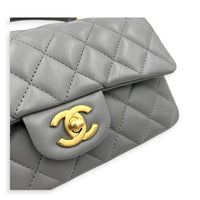 CC Rectangle Top Handle Bag in Lambskin, Gold hardware
